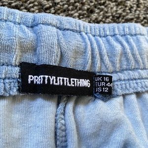 PRETTYLITTLETHING Shape Dusty Blue Velour Skinny Joggers
